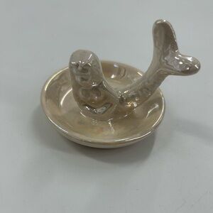 Ceramic ring or trinket dish featuring a mermaid